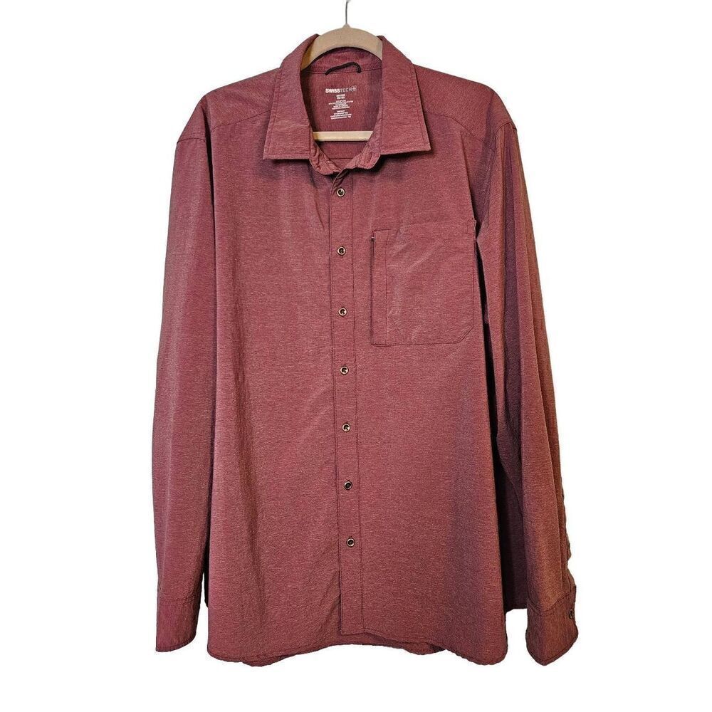 Swiss+Tech mens wine colored button down shirt.  Size 2XL.